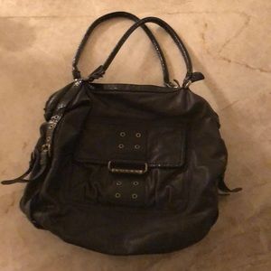 Black Leather And Paten Hogan Purse